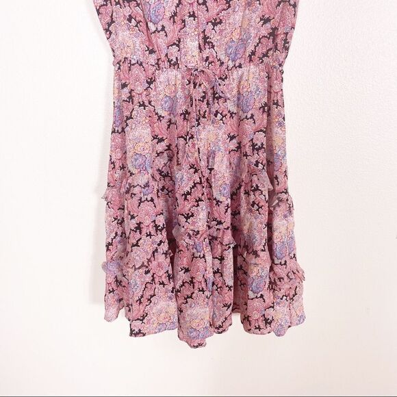 ASO TVD Lil | Anthropologie Pink Paisley 100% Silk Short Sleeve Dress - Picture 5 of 11